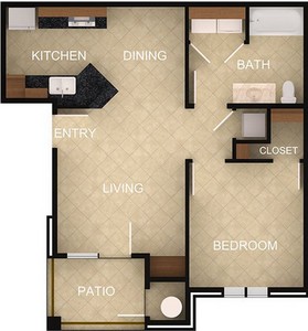 Layout of 1 Bedroom A floor plan.
