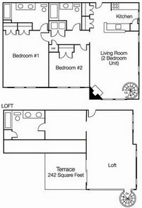 Layout of Three Bedroom Loft floor plan.