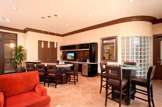 resident kitchen with seating and coffee bar