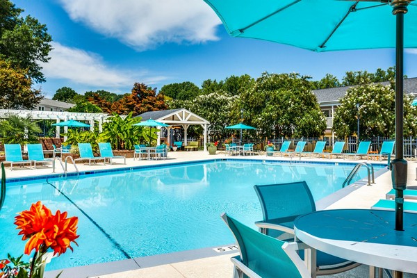 swimming pool, tanning chairs, tables with umbrellas and seating. Click to view the photo gallery.