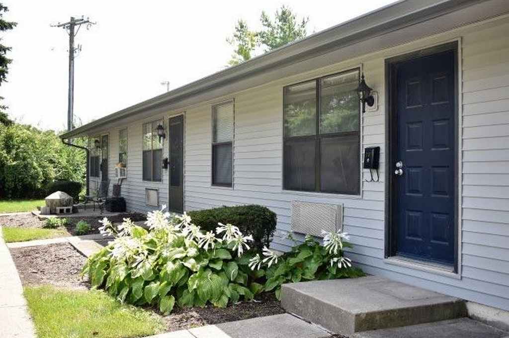 Exterior of units, porch, landscaping, sidewalks