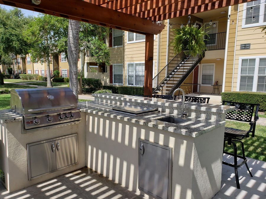 Common outdoor kitchen and grill.