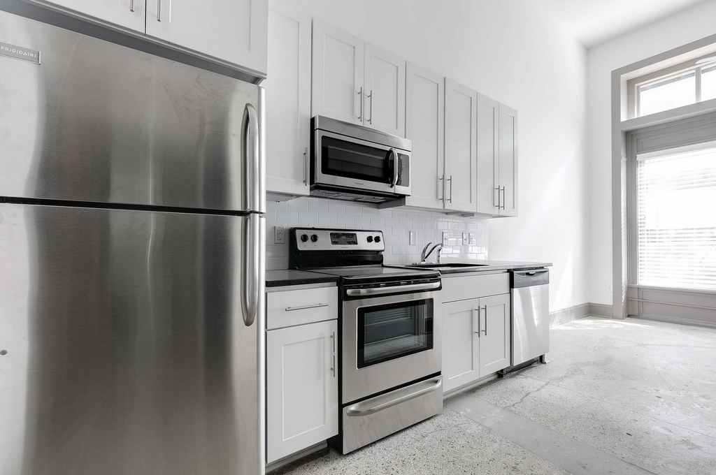 Kitchen with stainless steel appliances