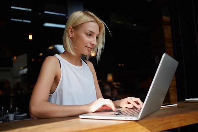 A young woman on her laptop